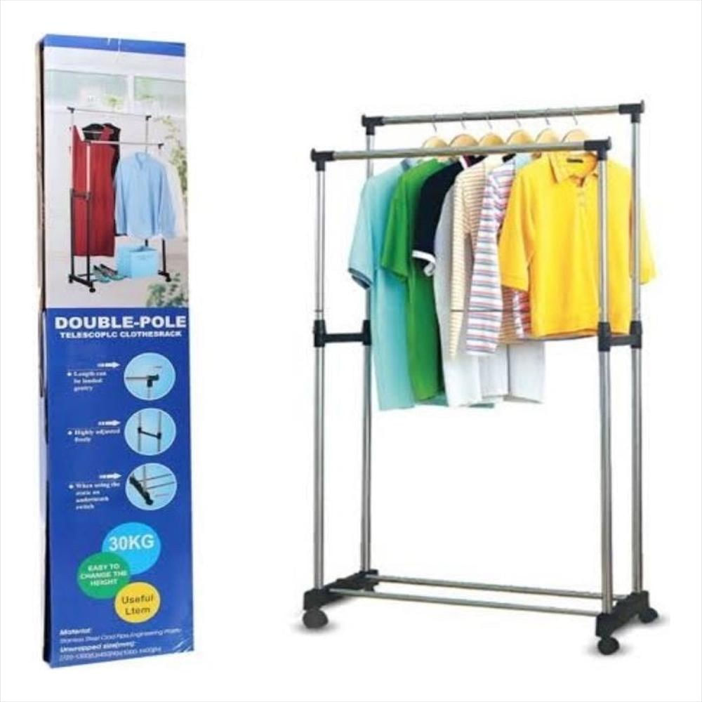 Perchero Doble Con Ruedas Organizador De Ropa Y Zapatos img #1