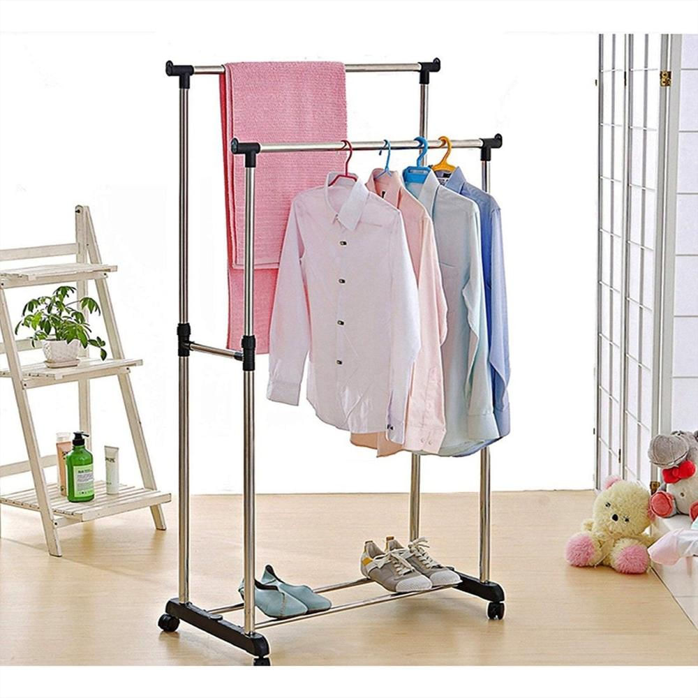 Perchero Doble Con Ruedas Organizador De Ropa Y Zapatos img #3