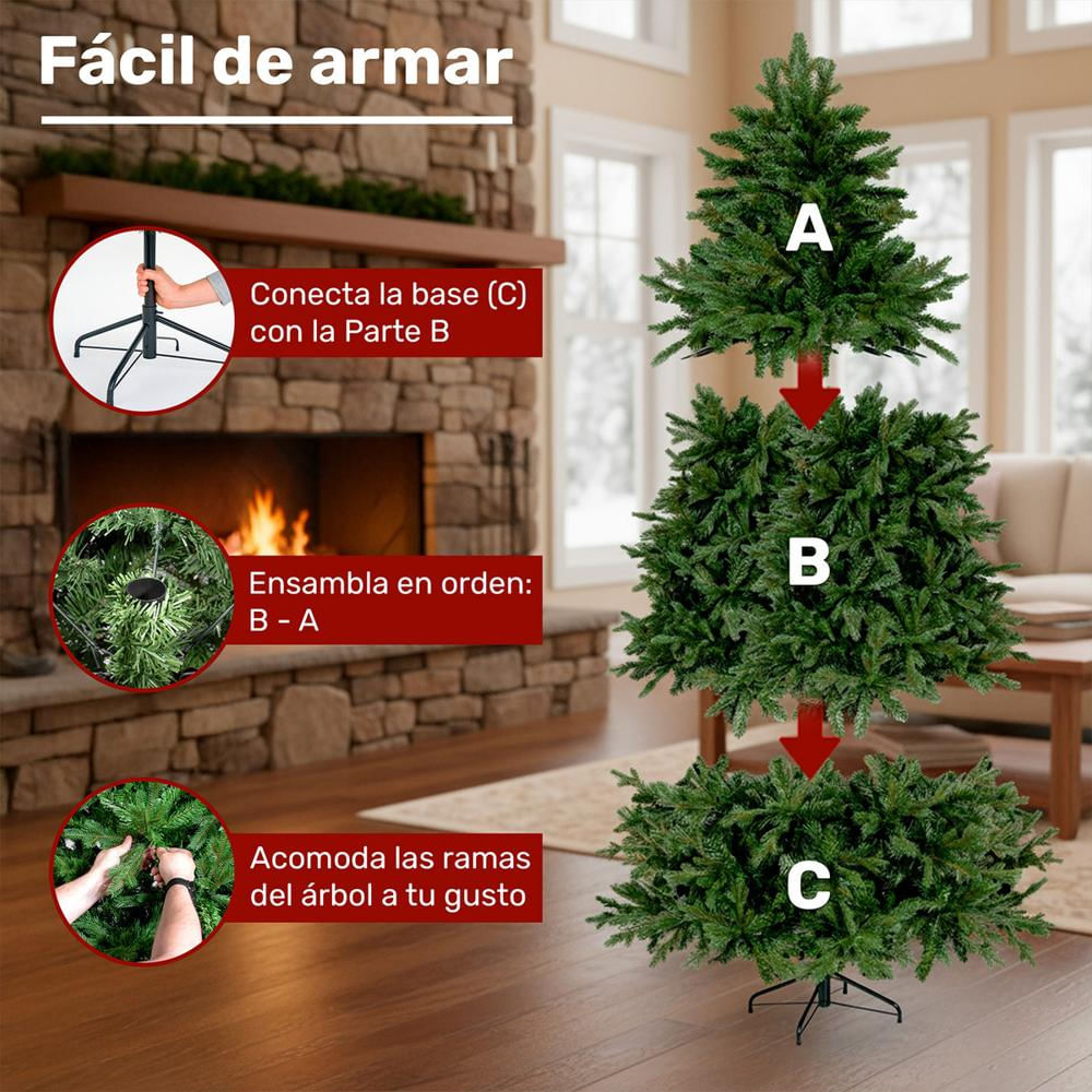 Arbol De Navidad Realista 1.90M 860 Ramas Verde Premium img #4