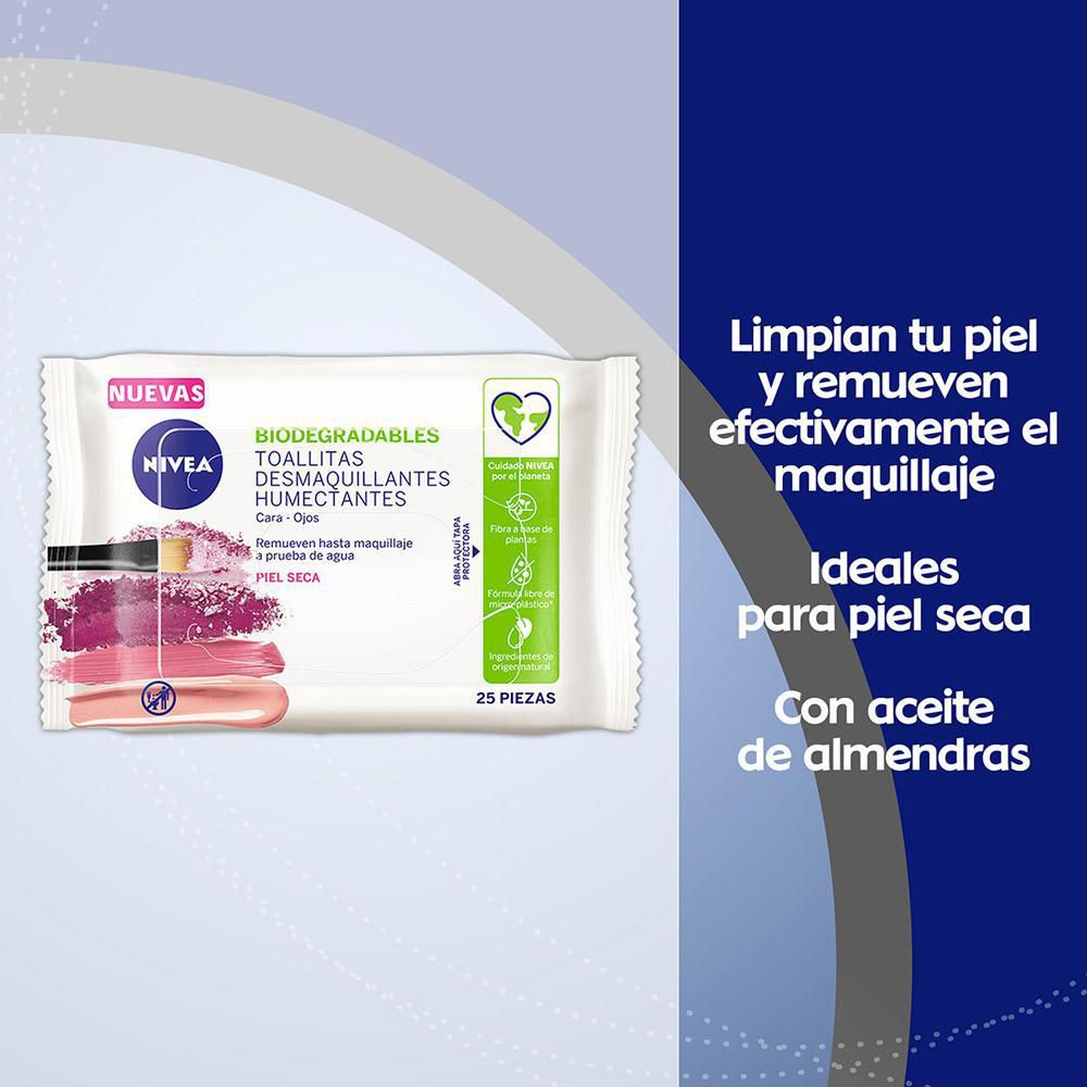 Toallitas desmaquillantes NIVEA 3 en 1 piel seca (25  und) img #3