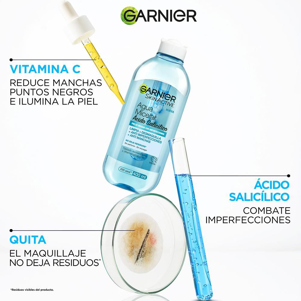 Agua micelar GARNIER SKIN ACTIVE express aclara antiimperfecciones (400  ml) img #4