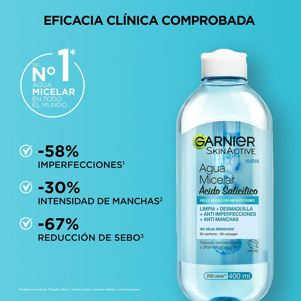 Agua micelar GARNIER SKIN ACTIVE express aclara antiimperfecciones (400  ml) img #5
