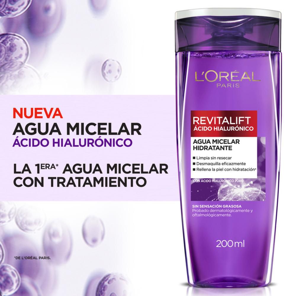 Agua micelar LOREAL PARIS con ácido hialurónico (200  ml) img #3