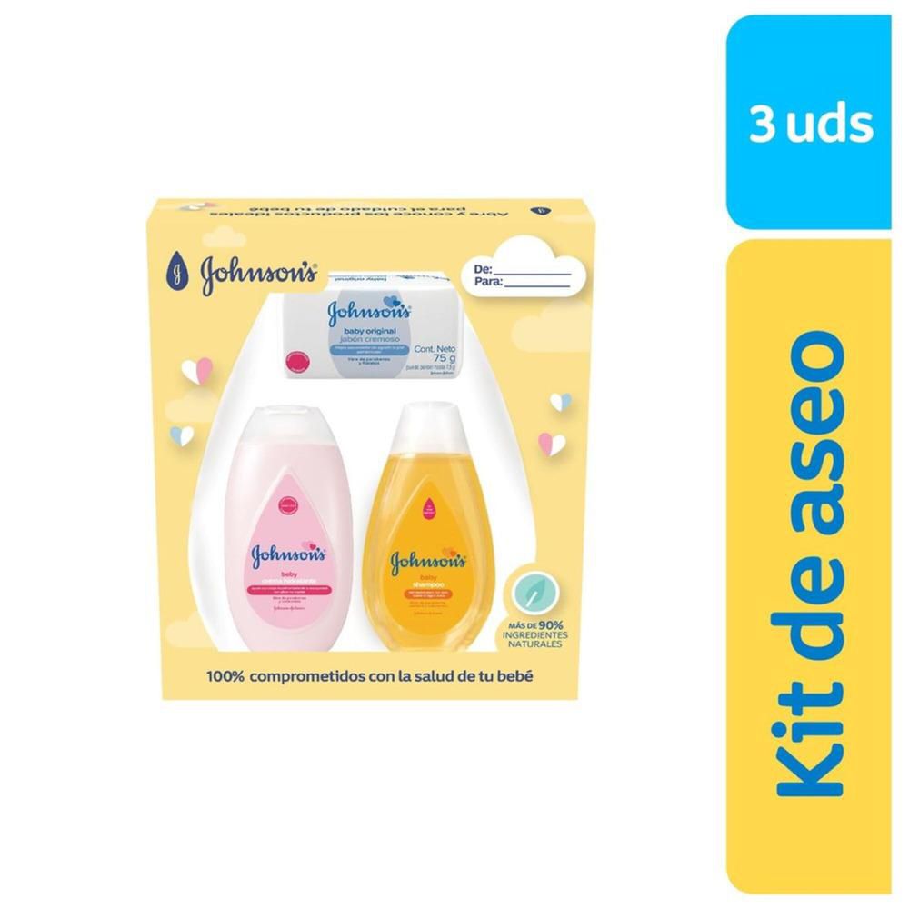 Kit de aseo jabón + crema corporal + shampoo JOHNSON S