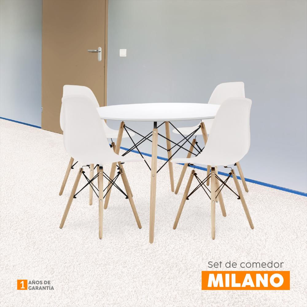 Juego De Comedor Milano Blanco 4 Puestos img #5
