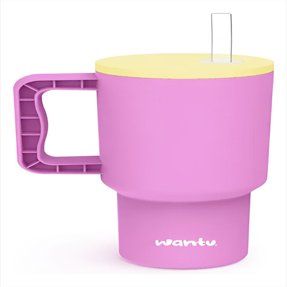 Botilito Wantu Tipo Termo Con Pitillo Portátil 500Ml Lila/Amarillo img #1