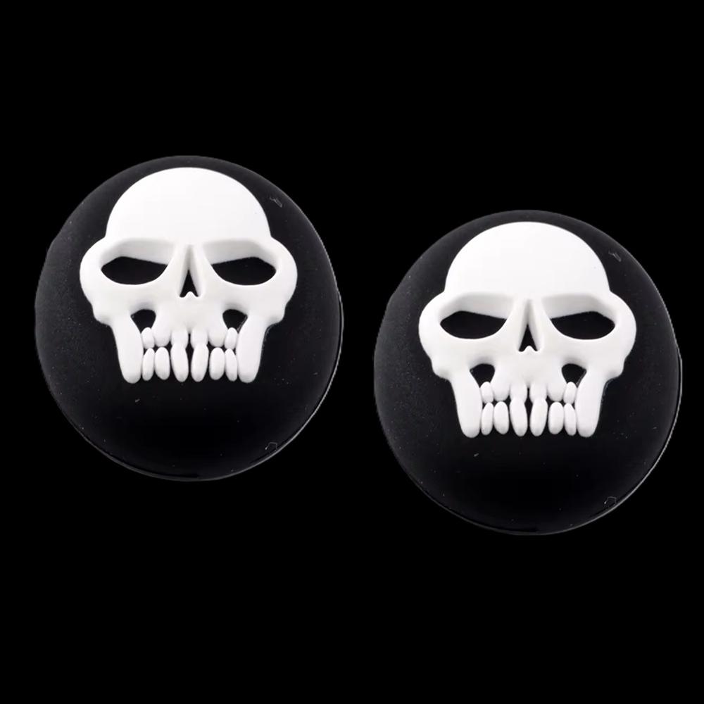 1 Par Grips Protector Joystick Análogo Consola Diseño Calavera Blanca Sin Borde img #1