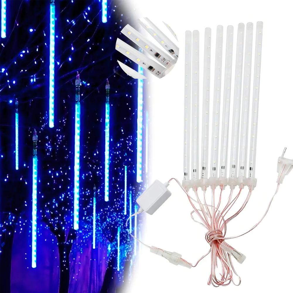 Luces De Navidad Y Decorativas Cascada De Lluvia Color Rgb Con Cable Blanco img #1