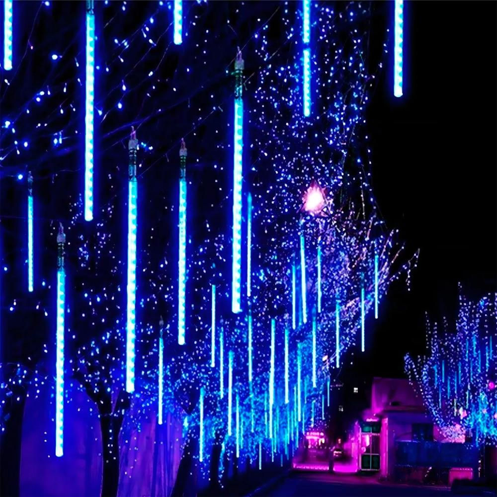 Luces De Navidad Y Decorativas Cascada De Lluvia Color Rgb Con Cable Blanco img #2