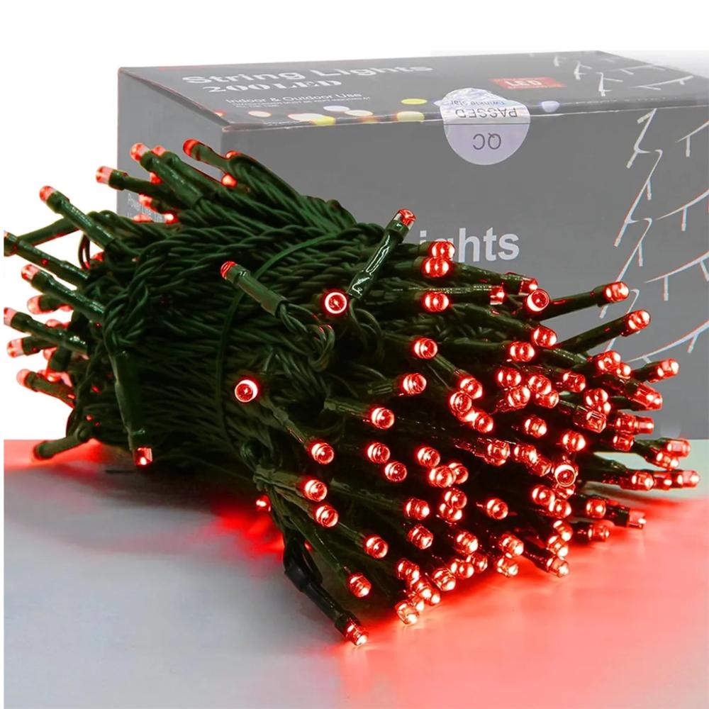 Luz Lineal 100 Metros 1000 Luces Luz Roja Cable Verde Decoración Navidad img #1