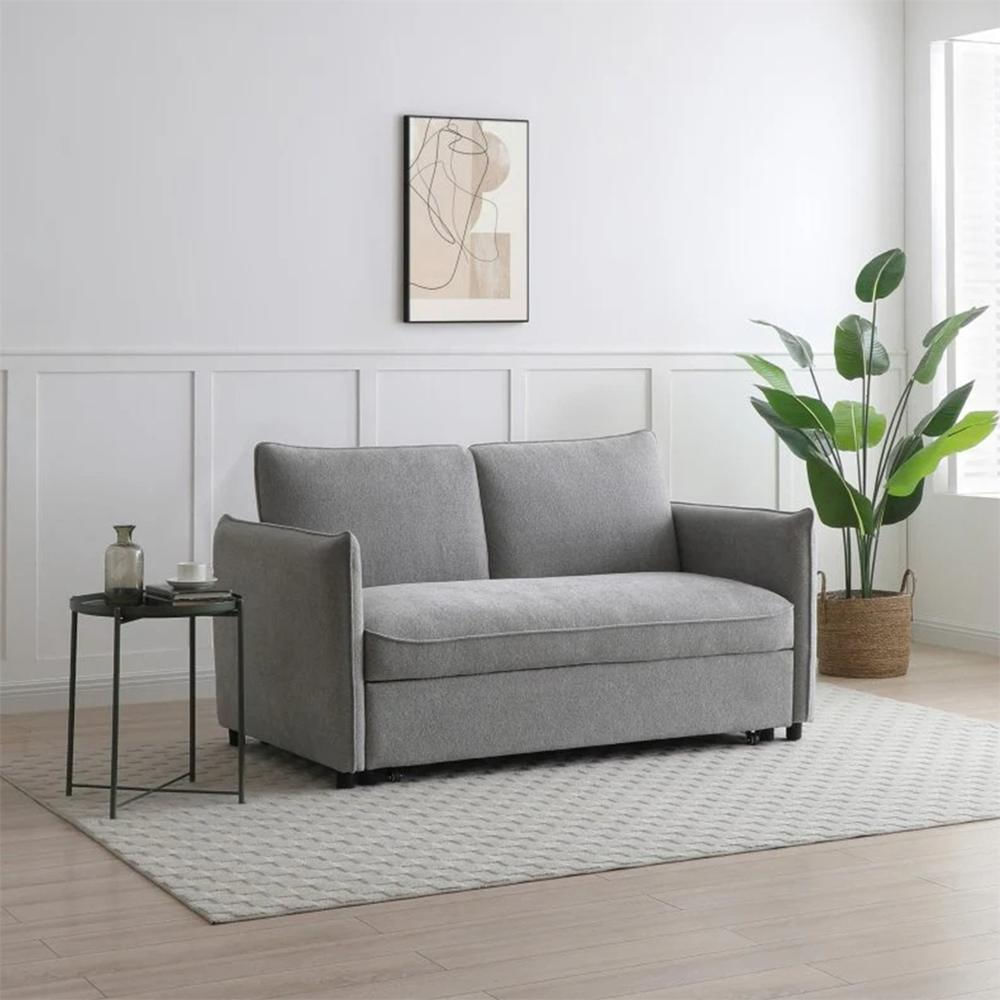 Sofá Cama 3 Puestos Extensible Tipo Carro En Microfibra Crudo img #3