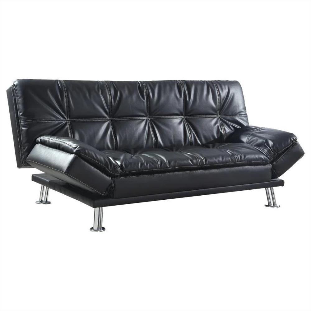 Sofá Cama Convertible Dilleston En Cuero Sintético Negro img #1