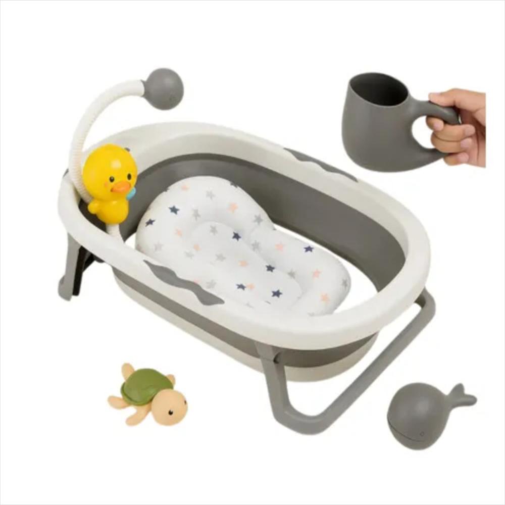 Bañera Plegable Con Sensor De Temperatura Malla Y Ducha Bebe img #1