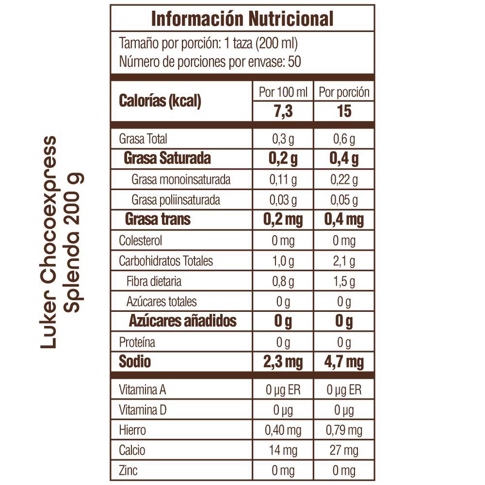 Cacao CHOCOEXPRESS en polvo con splenda (200  gr) img #2