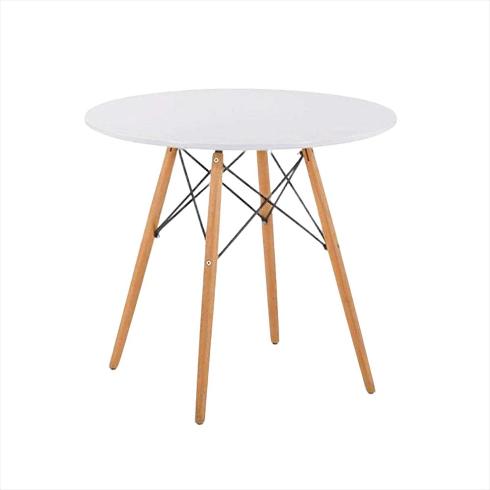 Mesa Eames 4 Patas Madera Redonda 80 Cm, Color Blanco img #3