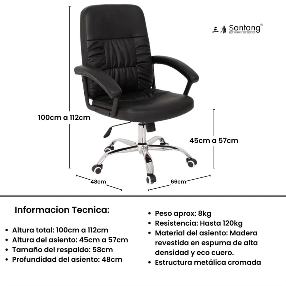 Silla Escritorio Cuero Pu 1312 img #4