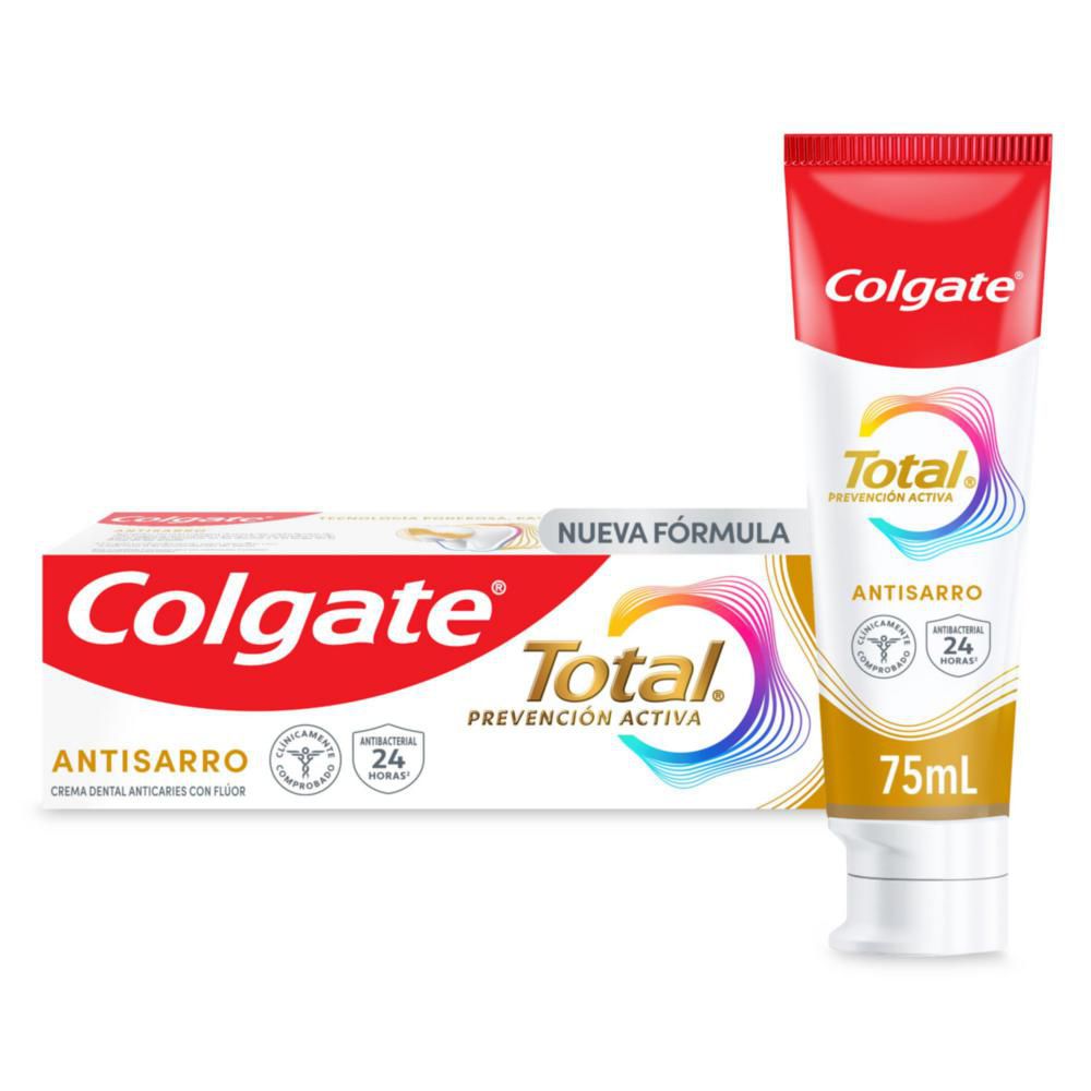 Crema dental COLGATE total, prevención activa anti sarro (75  ml)