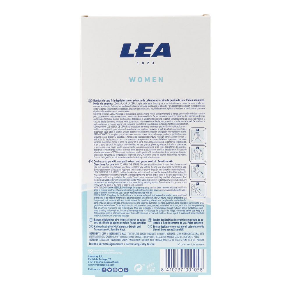 Bandas de cera depilatoria LEA piel sensible (12  UNIDAD) img #3