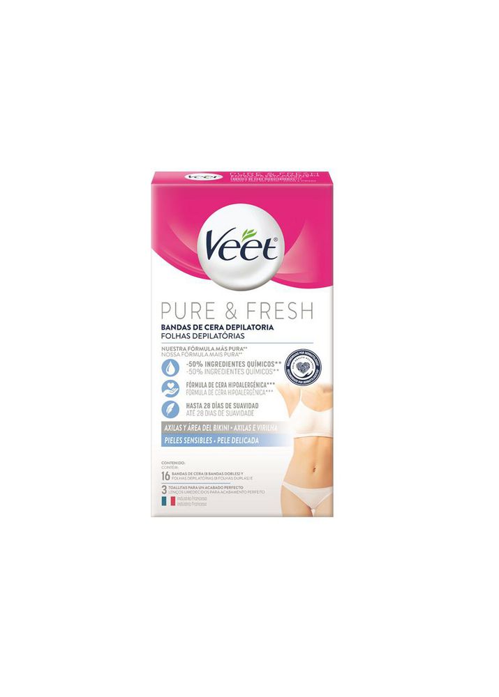Bandas de cera depilatoria VEET axilas & bikini (19  UNIDAD)