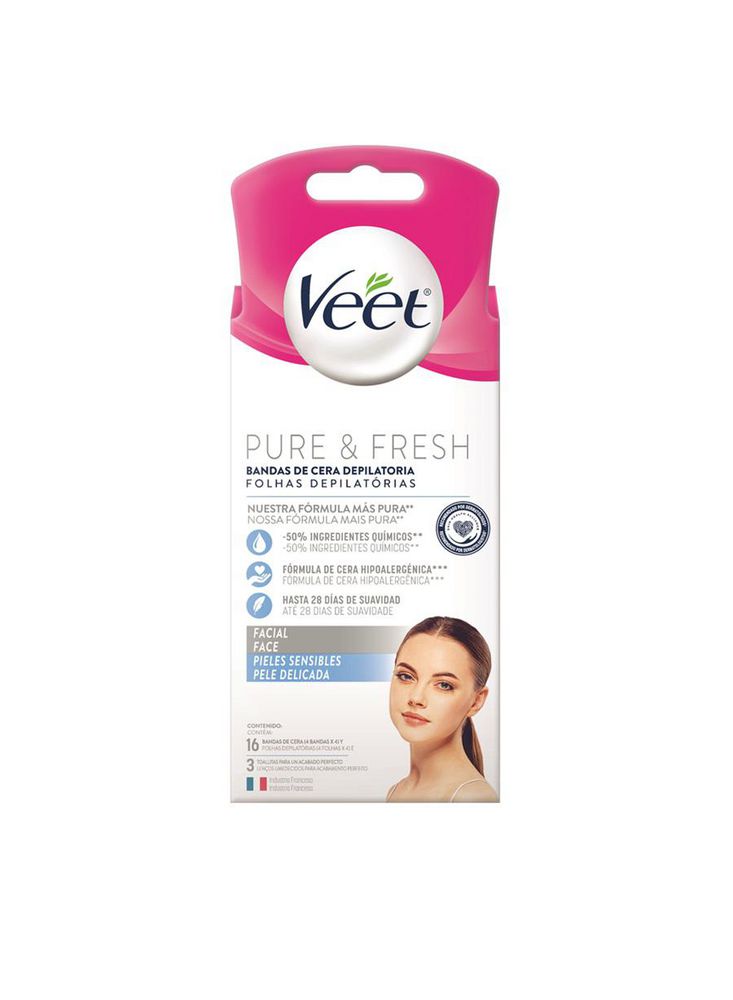 Bandas de cera depilatoria VEET Faciales, piel sensible (19  UNIDAD)