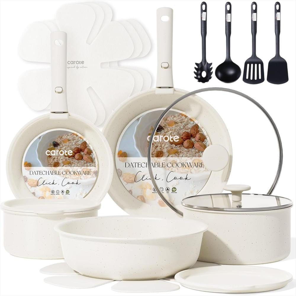 Batería De Ollas Y Sartenes Antiadherente Con Mango Desmontable 19 Pz img #1
