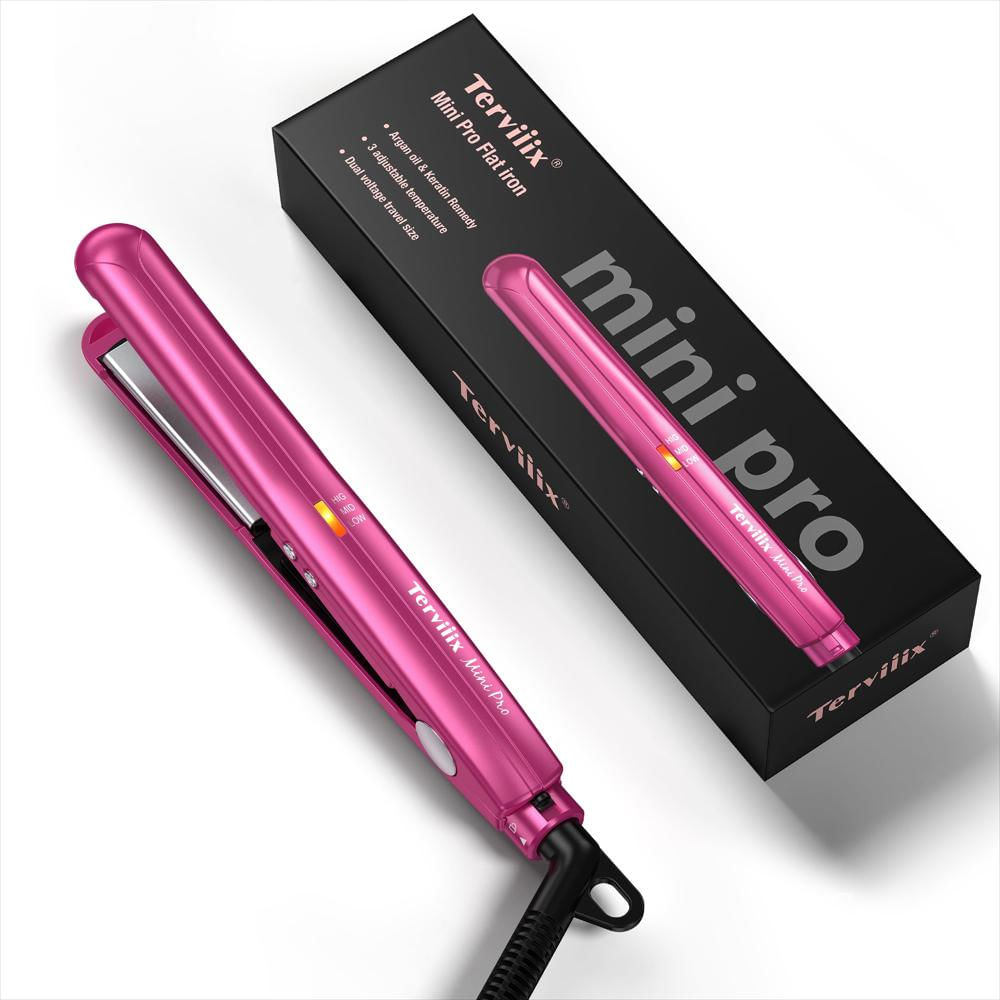 Mini Plancha De Cabello 1/2 pulgadas Terviiix Flat Iron Color Rosa