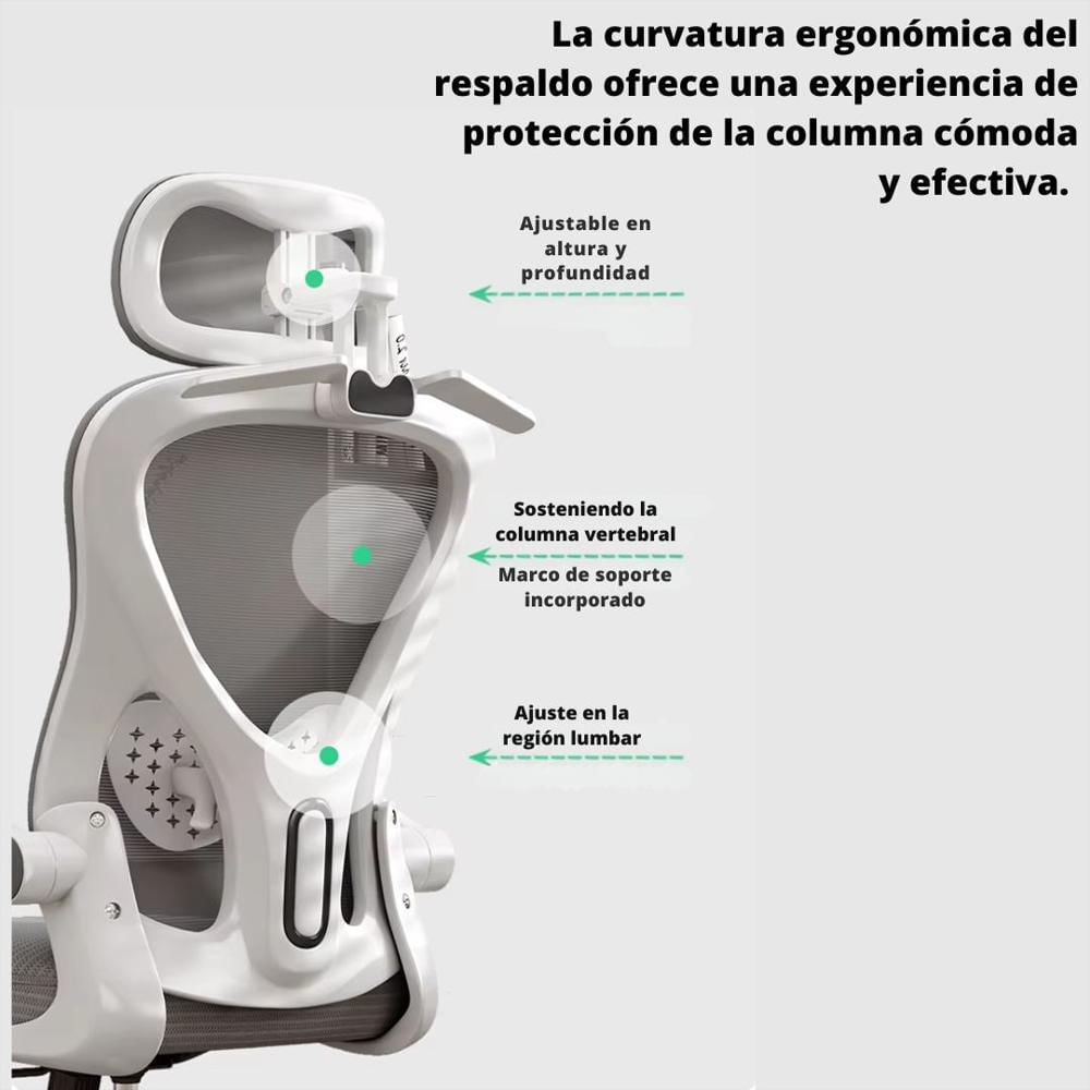 Silla Ergonómica Escritorio Oficina Ejecutiva Premium Blanco Con Negro img #3