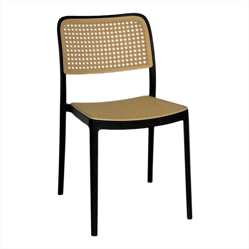 Silla Pp Solea Cuadrada Tipo Mimbre, Color Negro img #1