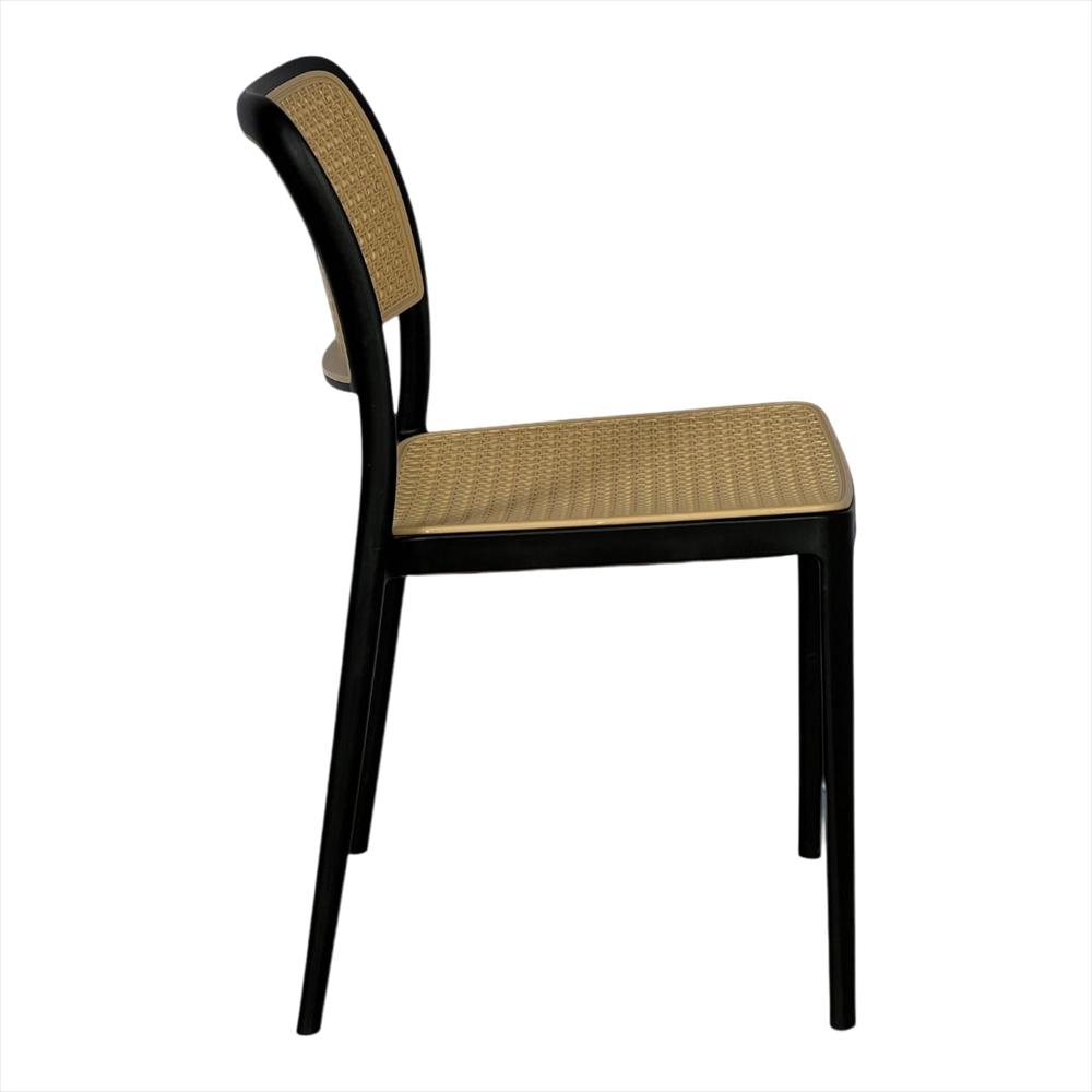 Silla Pp Solea Cuadrada Tipo Mimbre, Color Negro img #2