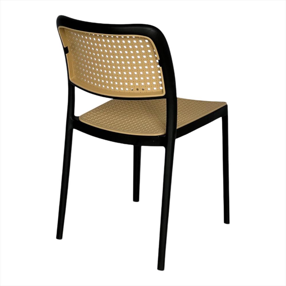 Silla Pp Solea Cuadrada Tipo Mimbre, Color Negro img #3