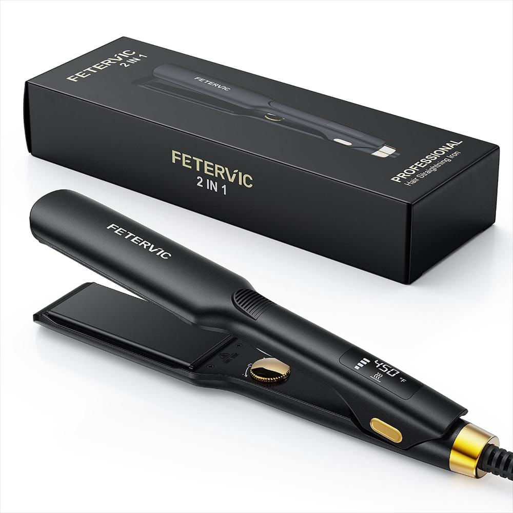Plancha Ancha De Cabello 1,75 pulgadas Fetervic Color Negro img #1
