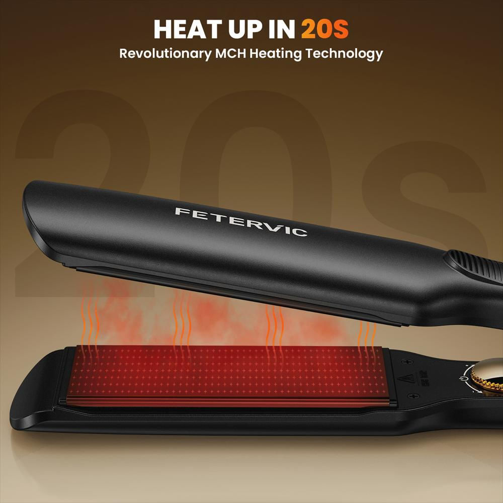 Plancha Ancha De Cabello 1,75 pulgadas Fetervic Color Negro img #2