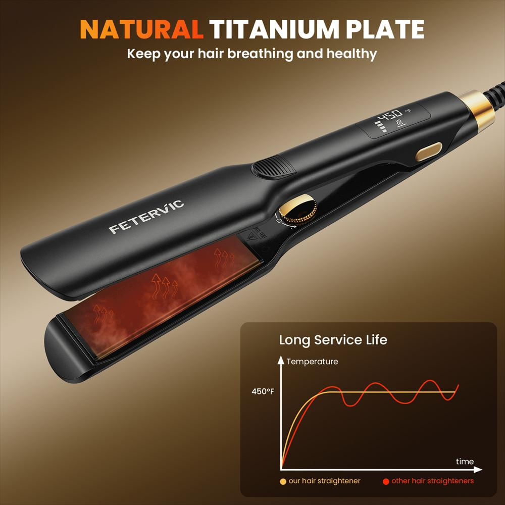 Plancha Ancha De Cabello 1,75 pulgadas Fetervic Color Negro img #3