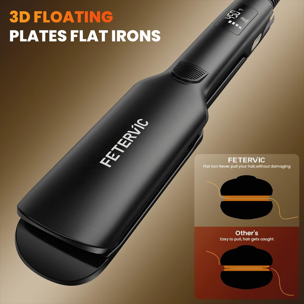 Plancha Ancha De Cabello 1,75 pulgadas Fetervic Color Negro img #4