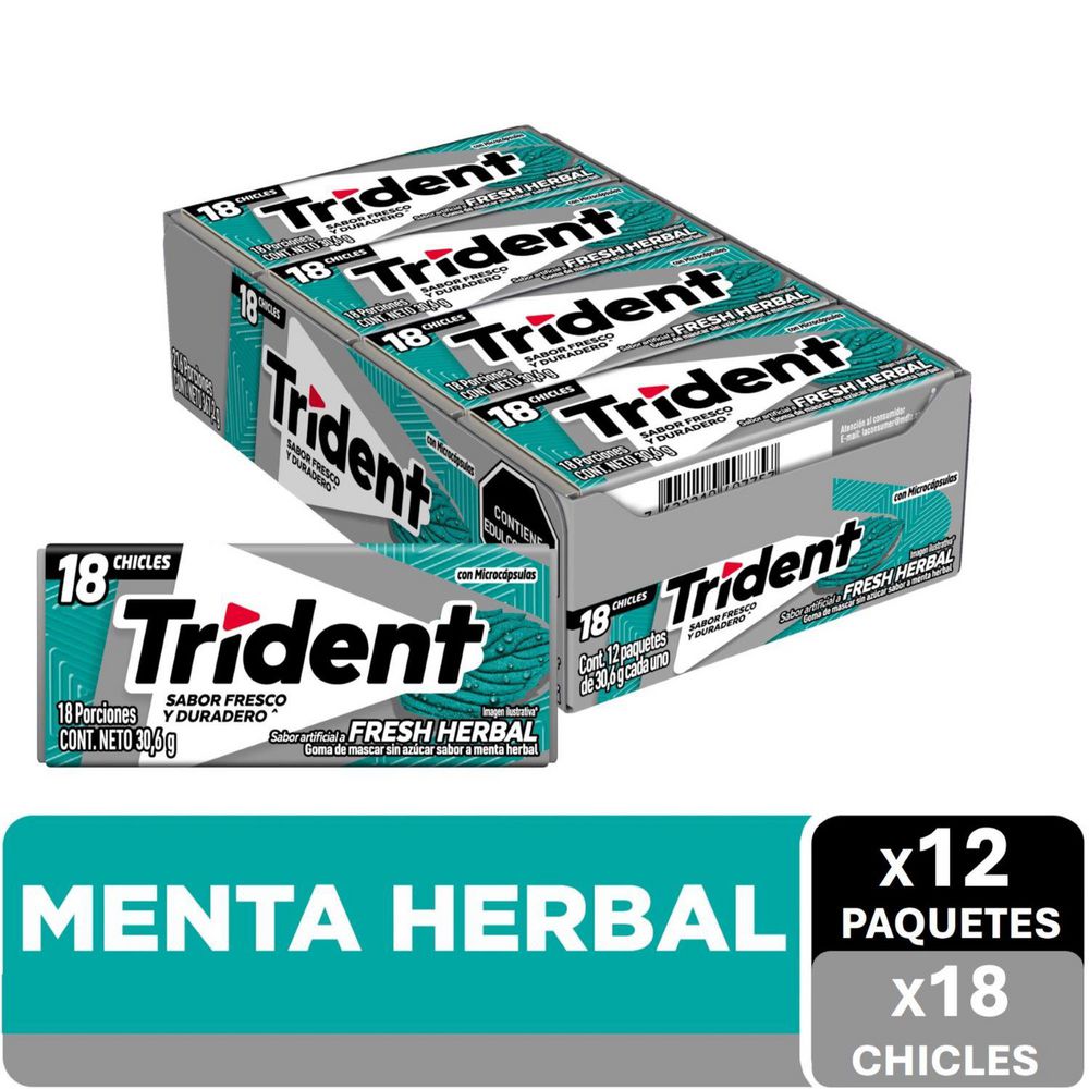 Chicles TRIDENT sabor fresh herbal (367.2  gr)