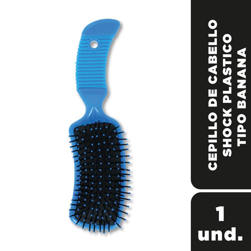 Cepillo de cabello SHOCK plástico tipo banana (1  und)