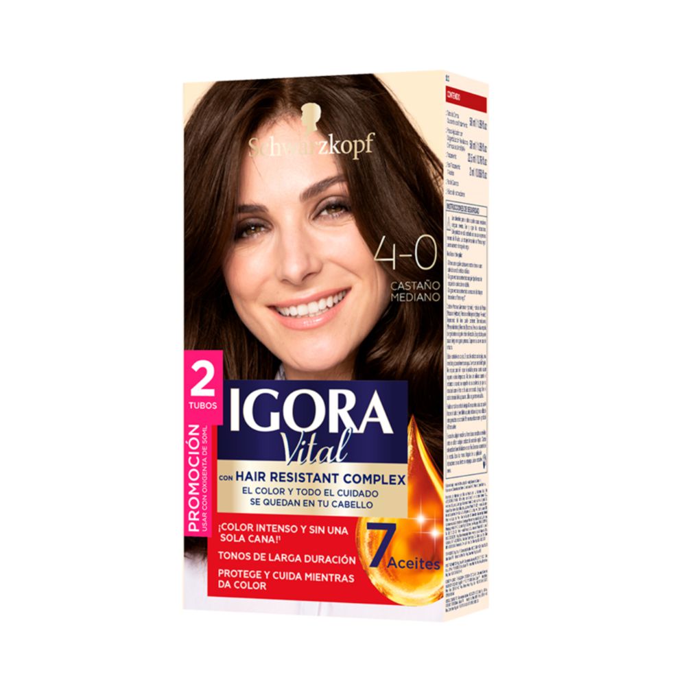 Tinte para cabello IGORA VITAL castaño mediano larga duración (2  und) img #1