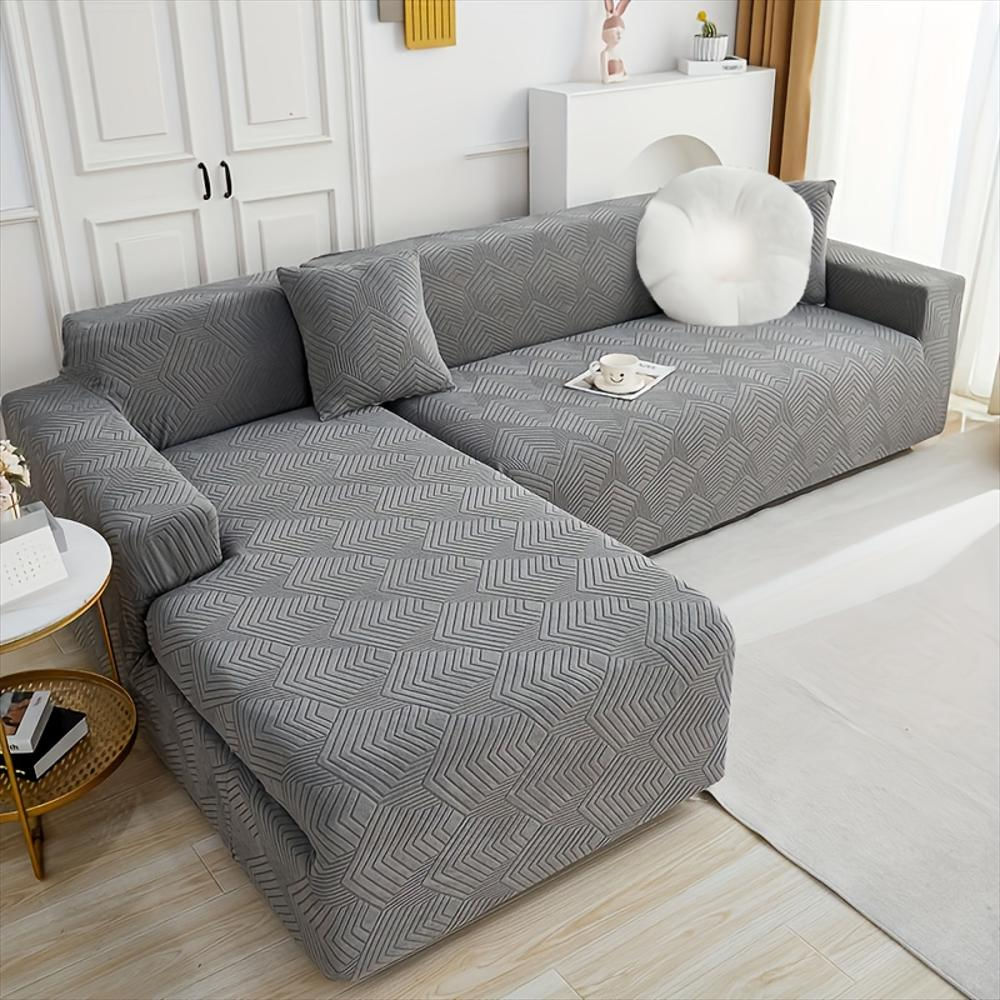 Funda Elástica Para Sofá En L Gris Lavable Y Antideslizante img #2