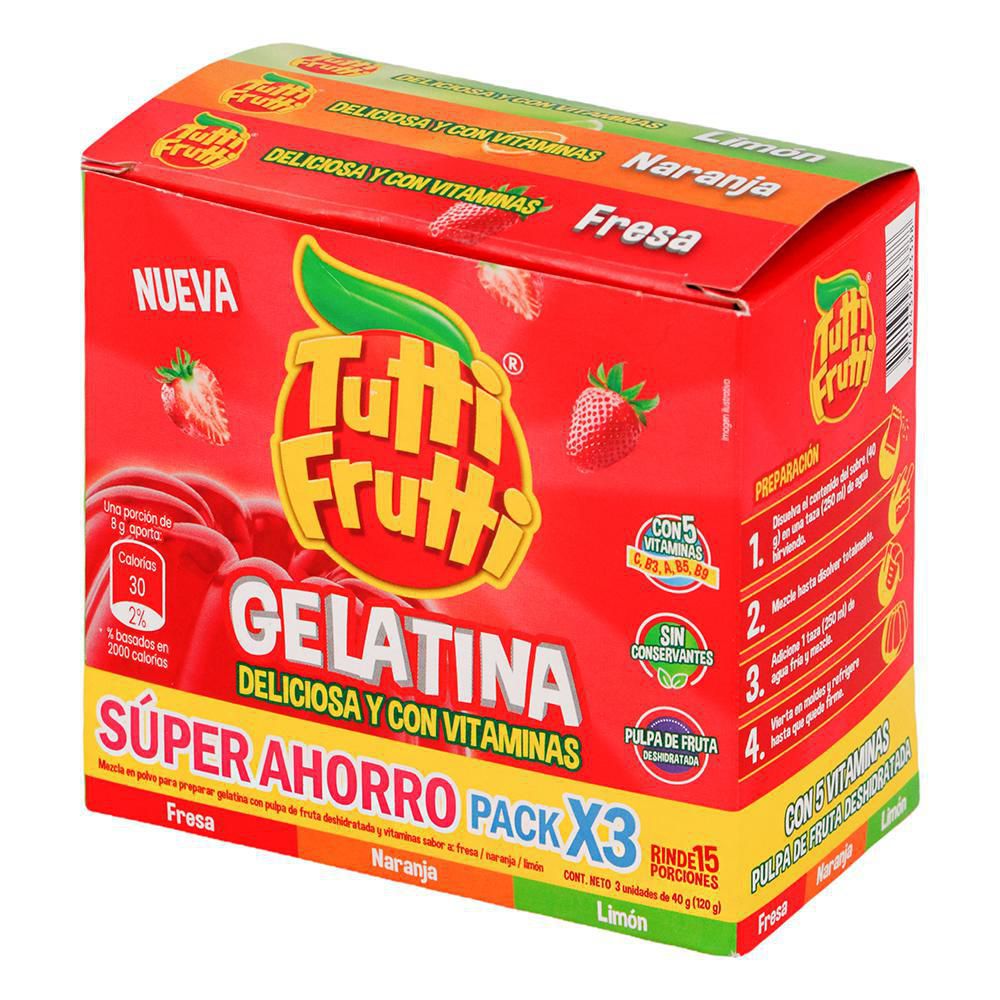 Gelatina En Polvo TUTTI FRUTTI Surtidas x3und (3  UNIDAD) img #2