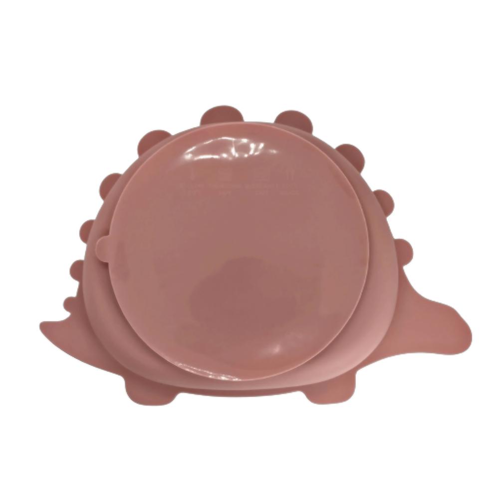 Plato Silicona Antiderrame Succión Bebé Dinosaurio Rosa img #2