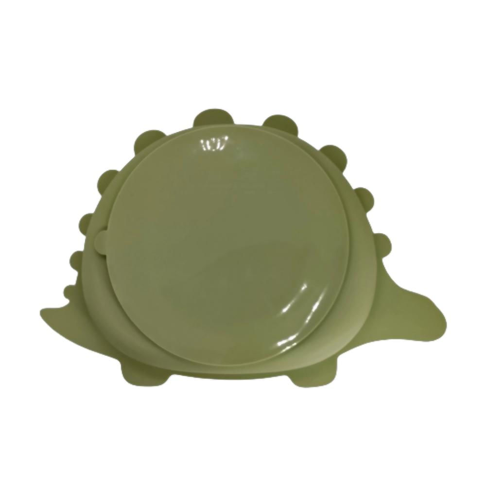 Plato Silicona Antiderrame Succión Bebé Dinosaurio Verde img #2