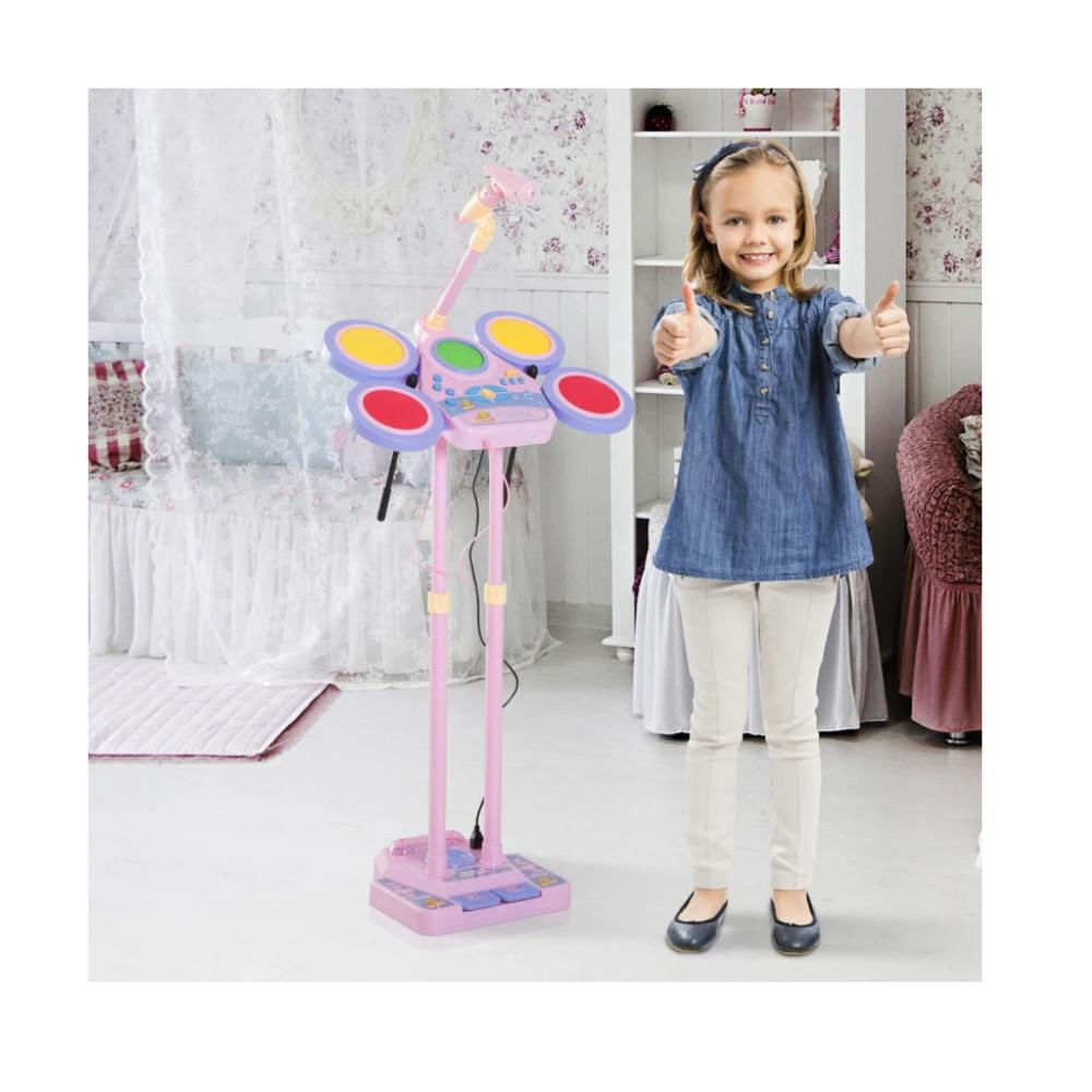 Bateria Elecriconica Para Niñas Baquetas Microfono Pedales img #3