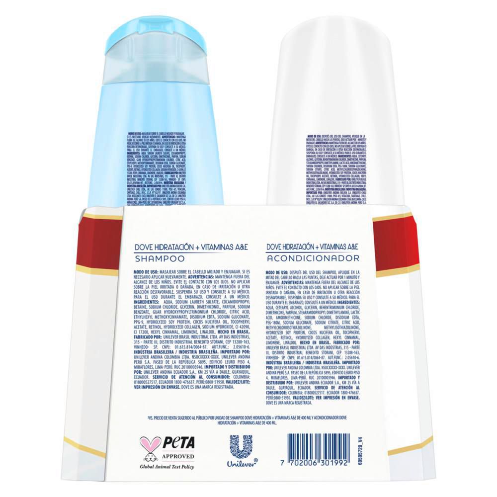 Shampoo DOVE hidratación vitaminas A&E (800  ml) img #3
