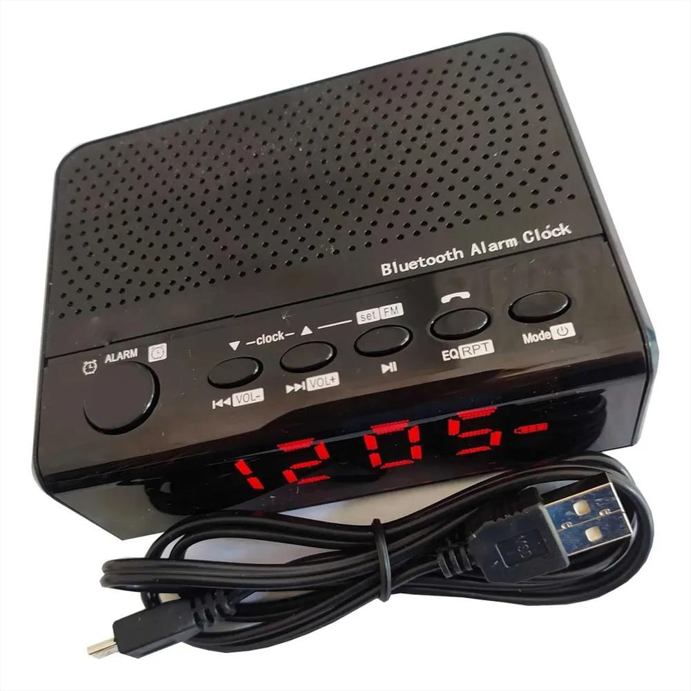 Reloj Despertador Digital Recargable Bluetooth Mesita Noche img #1
