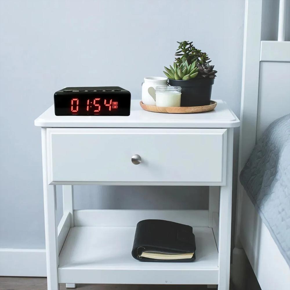 Reloj Despertador Digital Recargable Bluetooth Mesita Noche img #2