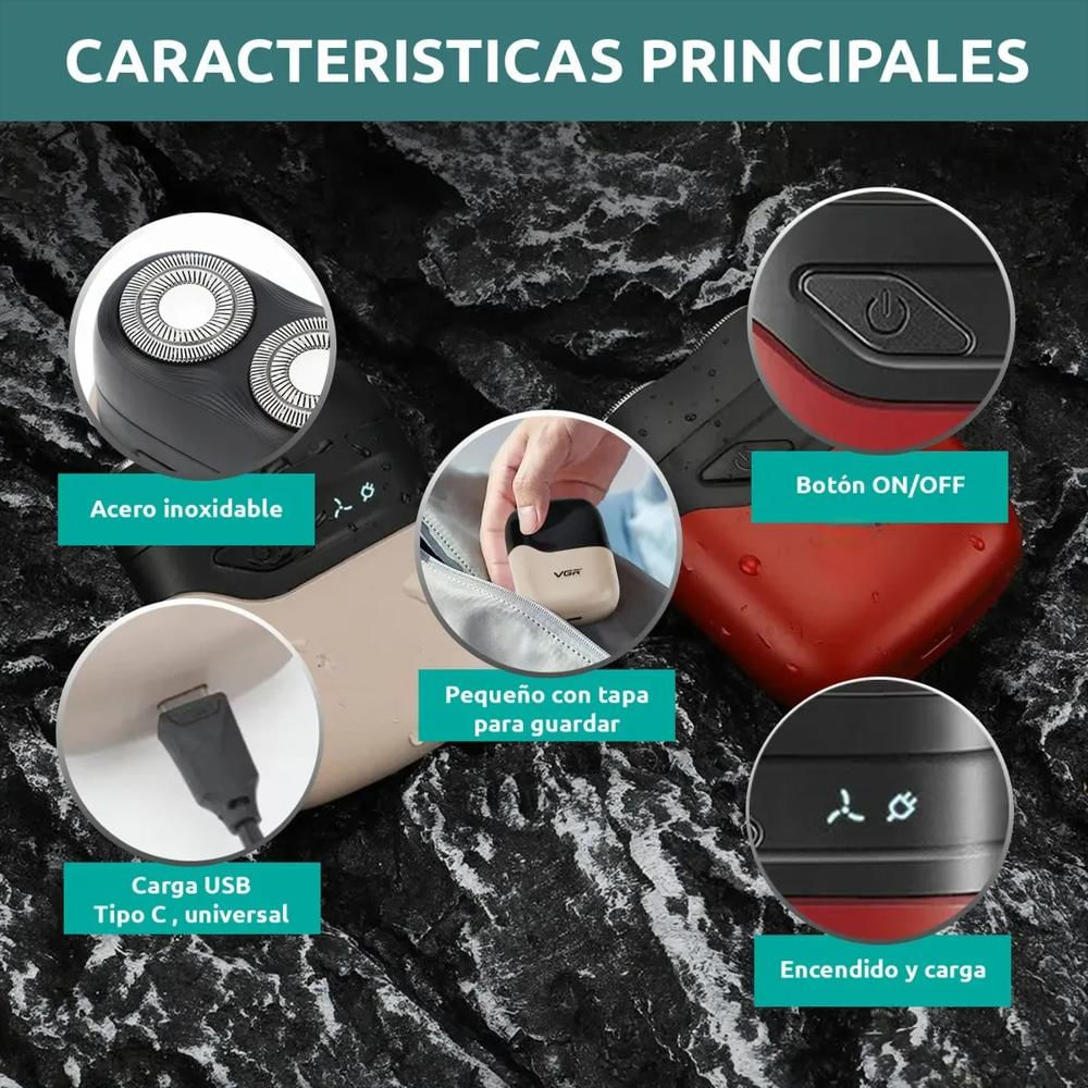 Afeitadora Eléctrica Inalámbrica Recargable Resistente Agua img #3