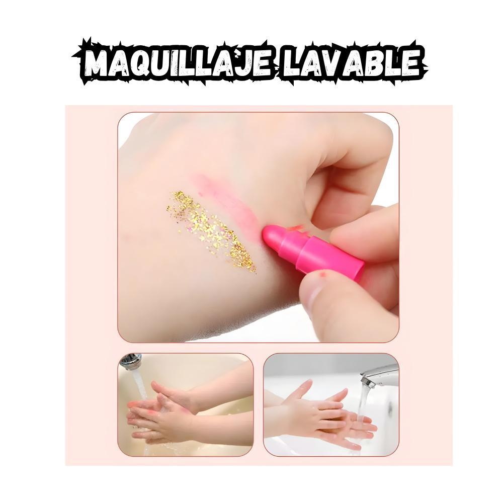 Kit De Maquillaje Creativo Para Niñas Lavable No Tóxico Bolso img #4