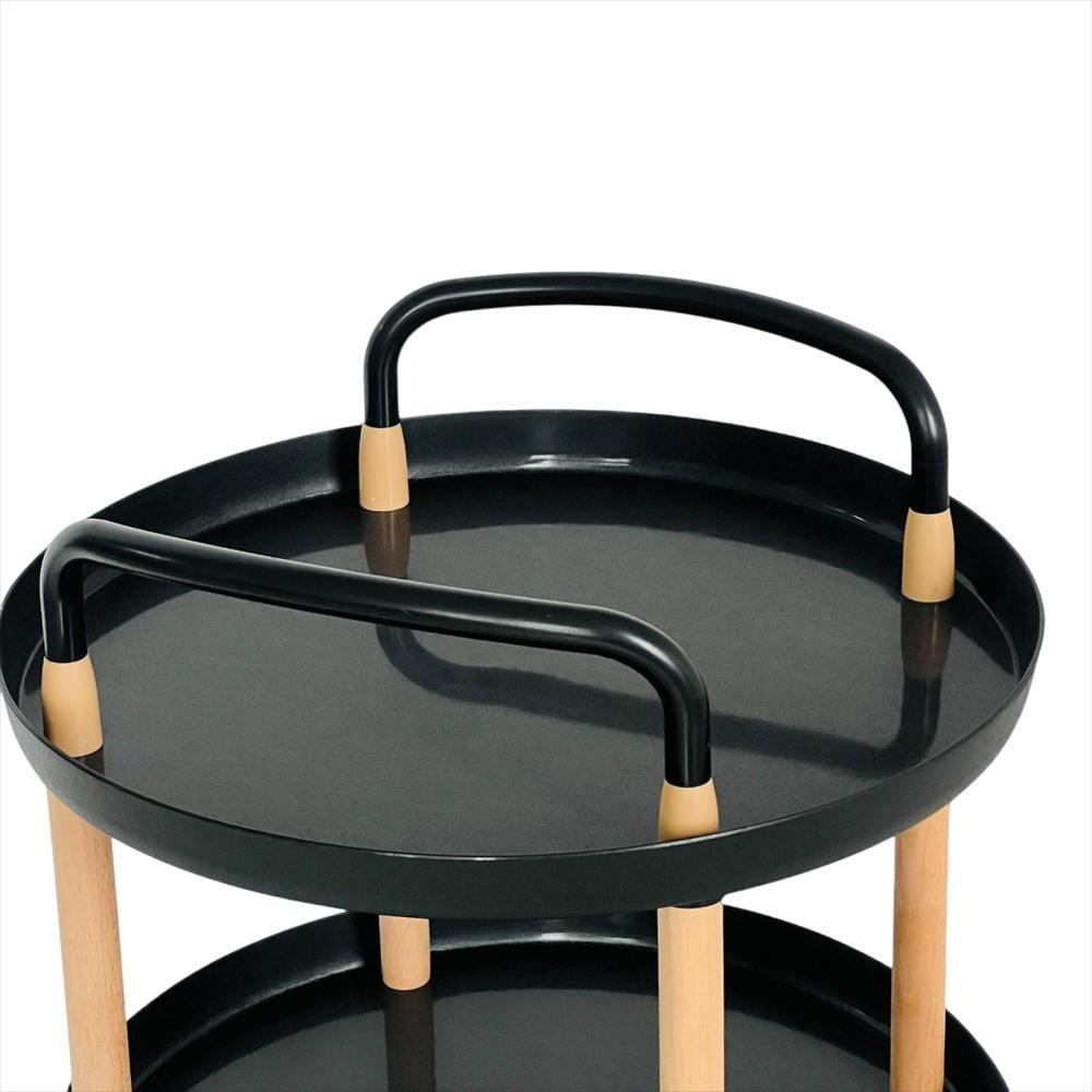 Mesita Auxiliar Pp 2 Niveles Redonda Negro