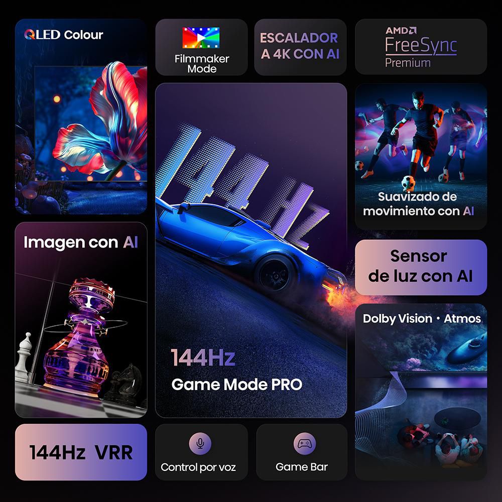 Televisor HISENSE 65 pulgadas QLED Uhd4K Smart TV 65Q7QG, 144Hz, TV Gaming img #2