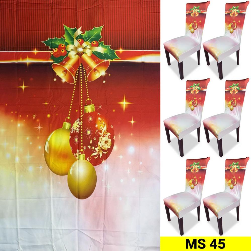 Set X6 Fundas Navideñas Campanas Con Mantel Comedor img #2